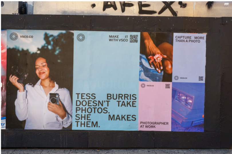 A photo of a VSCO advertisement that promotes it's IRL photographer events. 